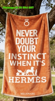 Hermès Never Doubt Your Instinct Flannel Fleece Throw Blanket IMG_4998